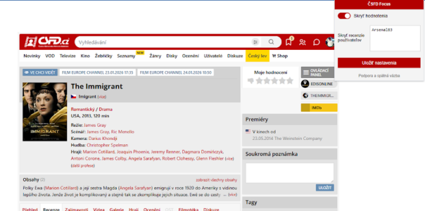 ČSFD Focus - skryje recenzie